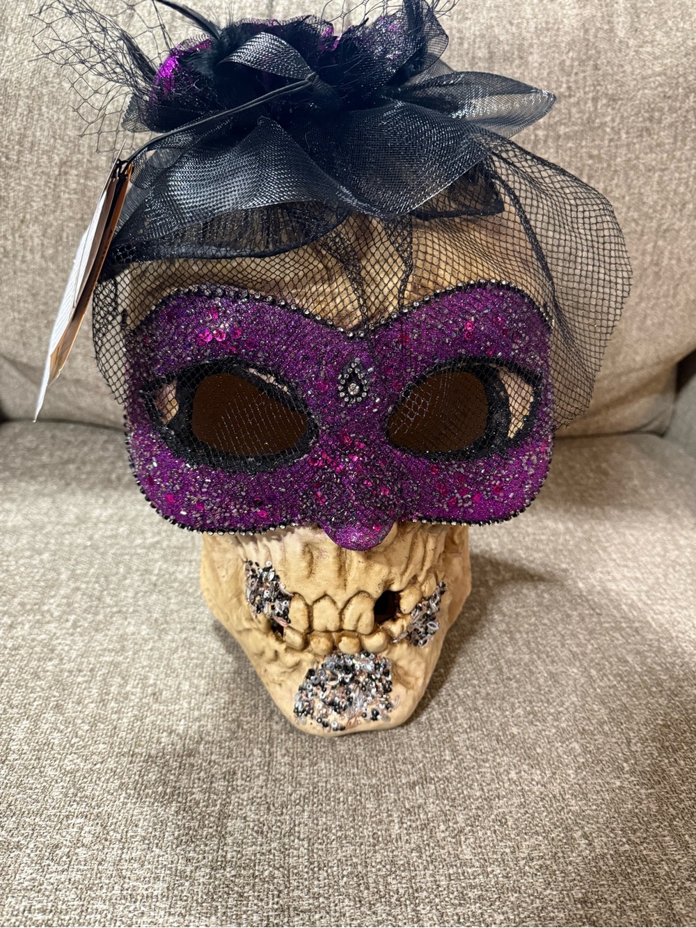Purple Glitter Masquerade Mask Skull- Decorative Holiday Accessory